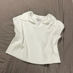 Boxy Knit Cropped Collared Top